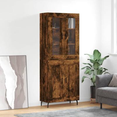 Hoge kast 69,5x34x180 cm bewerkt hout gerookt eikenkleurig