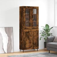 Hoge kast 69,5x34x180 cm bewerkt hout gerookt eikenkleurig
