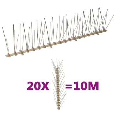 Vogel- en duivenpinnen met 5 rijen 20 st 10 m kunststof