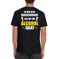 Geen ruggengraat als het om alcohol / drank gaat fun t-shirt zwart voor heren - thumbnail