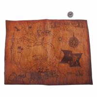 Piraten feest Schatkaart - papier - met kompas - 30 x 30 cm - feestartikel