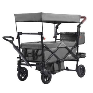 VEVOR handkar handkar strandkar kinderwagen 2 zits 25 kg donkergrijs