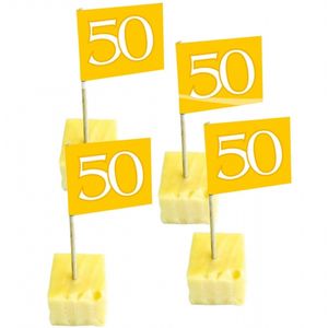 200x stuks cocktailprikkers 50 jaar thema feestartikelen