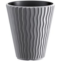 Prosperplast Plantenpot/bloempot Sand Waves - buiten/binnen - kunststof - steengrijs - D30 x H33 cm   -