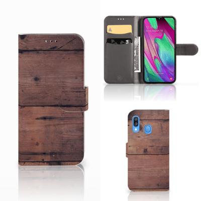 Samsung Galaxy A40 | Book Style Case | Old Wood