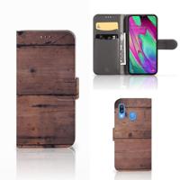 Samsung Galaxy A40 | Book Style Case | Old Wood