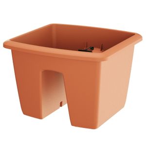 1x Kunststof balkon plantenpotten/bloempotten terracotta 29 cm