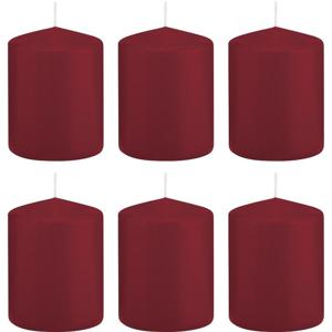 Cilinderkaars/stompkaars - 6x - bordeauxrood - 6 x 8 cm - 29 branduren