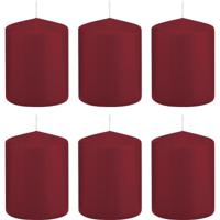 Cilinderkaars/stompkaars - 6x - bordeauxrood - 6 x 8 cm - 29 branduren