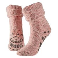 Apollo Wollen huissokken/slofsokken - dames - roze - warme wintersokken - antislip Apollo Wollen huissokken/slofsokken - dames - roze - warme wintersokken - antislip