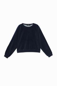 Velours sweatshirt met hart - BLUE - S