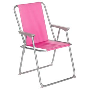 Atmosphera camping/strand stoel - aluminium - inklapbaar - roze - L52 x B55 x H75 cm