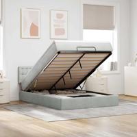 Ottoman bed met matras en LED's 140x200cm fluweel lichtgrijs