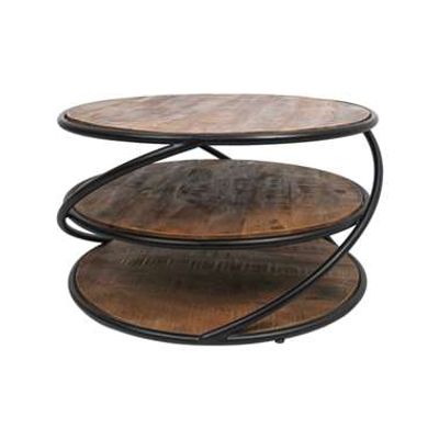 HSM Collection salontafel Tower - bruin/zwart - Ø70 cm