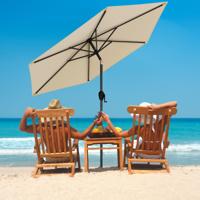 230 cm Patioparasol Robuuste Parasol met Drukknop Kantelfunctie Zwengel Geventileerd Scherm Verstelbare Hoek Grote Tafelparasol