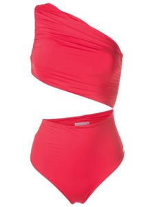 Brigitte maillot de bain asymétrique à découpes - Rouge