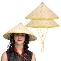 Aziatische hoed - 12x - H40 cm - Azie hoed - strohoed - verkleed hoeden - carnaval - japans - chinee Aziatische hoed - 12x - H40 cm - Azie hoed - strohoed - verkleed hoeden - carnaval - japans - chinee