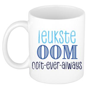 Cadeau koffie/thee mok voor oom - blauw - de leukste oom - keramiek - 300 ml