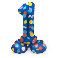 Folat BV Staande folieballon colorful dots cijfer 1 - 72cm