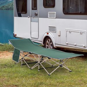 Outsunny Campingbed, campingbed, opvouwbaar, weerbestendig, incl. Draagtas, 190 cm x 68 cm x 52 cm, groen+beige