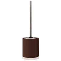 MSV Shine Toilet/wc-borstel houder - keramiek/metaal - donkerbruin - 38 cm - Toiletborstels - thumbnail