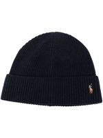 Polo Ralph Lauren bonnet en maille nervurée à logo brodé - Bleu - thumbnail