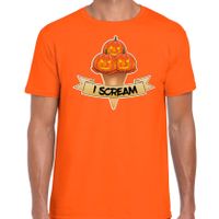 Halloween verkleed t-shirt heren - pompoen - oranje - themafeest outfit - I scream - thumbnail