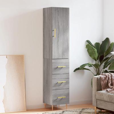 Hoge kast 34,5x34x180 cm bewerkt hout grijs sonoma eikenkleurig