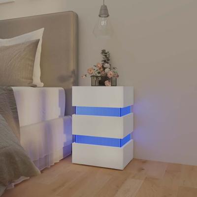 326846 Nachtkastje LED 45x35x67 cm bewerkt hout wit