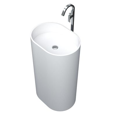 Arcqua Crosstone Wendy vrijstaande wastafel 53x38x90cm solid surface ovaal mat wit CTWL114359