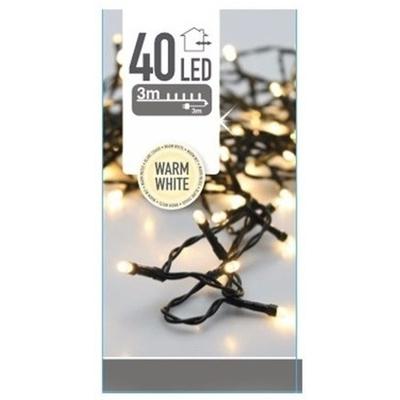 Kerstverlichting lichtsnoer - 1x - 40 led lampjes - warm wit - 300 cm - kerstlampjes