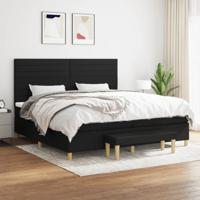 Boxspring met matras stof zwart 200x200 cm