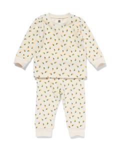 HEMA Baby Pyjama Velours Bloemen Gebroken Wit (gebroken wit)