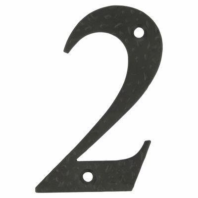 AMIG Huisnummer 2 - massief gesmeed staal - 10cm - incl. bijpassende schroeven - zwart
