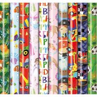 Assortiment luxe cadeaupapier inpakpapier voor kinderen 6 - 200 x 70 cm - 10 rollen - thumbnail