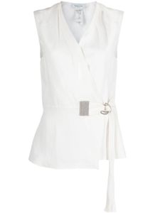 Fabiana Filippi blouse cache-cœur à ornements - Blanc