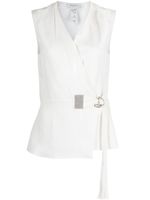 Fabiana Filippi blouse cache-cœur à ornements - Blanc