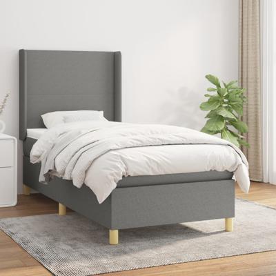 Boxspring met matras stof donkergrijs 100x200 cm