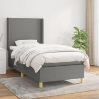 Boxspring met matras stof donkergrijs 100x200 cm