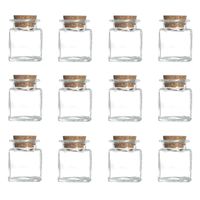 12x Stuks voorraadpotjes/bewaarpotjes 50 ml glas met kurken stop