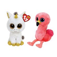 Ty - Knuffel - Beanie Boo's - Pegasus Unicorn & Gilda Flamingo - thumbnail