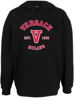 Versace hoodie en coton à patch logo - Noir