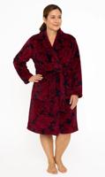 Medaillion dames badjas fleece - Red Flower - Warme winter badjas