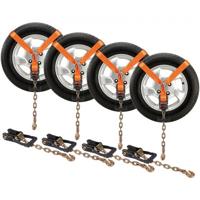 VEVOR wielkeg-spanbandenset, 2" x 96" spanbanden autotransport, 4-delig aanhangerspansysteem 5000 lb werkcapaciteit, ATV's, UTV's, aanhangwagens, wielblokken en spanbandaccessoires oranje