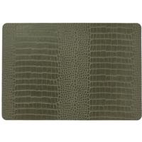 Unique Living placemats Croco lederlook - 1x - 43 x 30 cm - donkergroen - pvc - tafel onderleggers