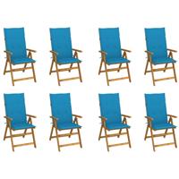 Tuinstoelen 8 st inklapbaar met kussens massief acaciahout