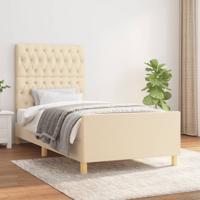 Bedframe zonder matras 90x190 cm stof crèmekleurig