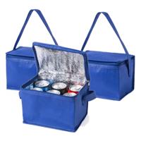 Koeltas - 10x - klein - lunch / blikjes - blauw - 21 x 15 x 15 cm - draagriem - 4 liter inhoud