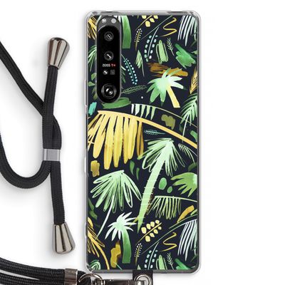 Tropical Palms Dark: Sony Xperia 1 III Transparant Hoesje met koord