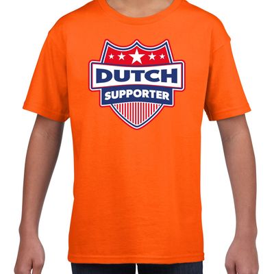 Nederland / Dutch schild supporter t-shirt oranje voor kinder